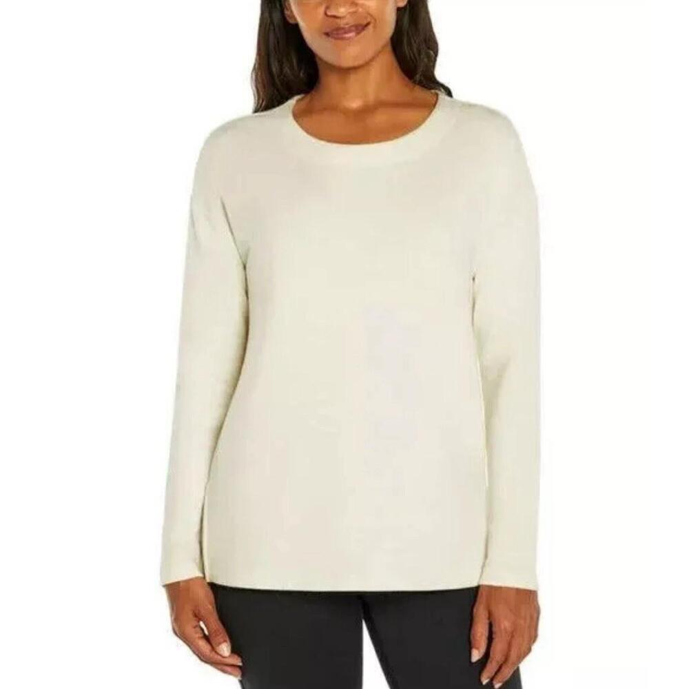 Banana Republic Women's Soft Terry Long Sleeve Top, Cream, Size XL. RS.